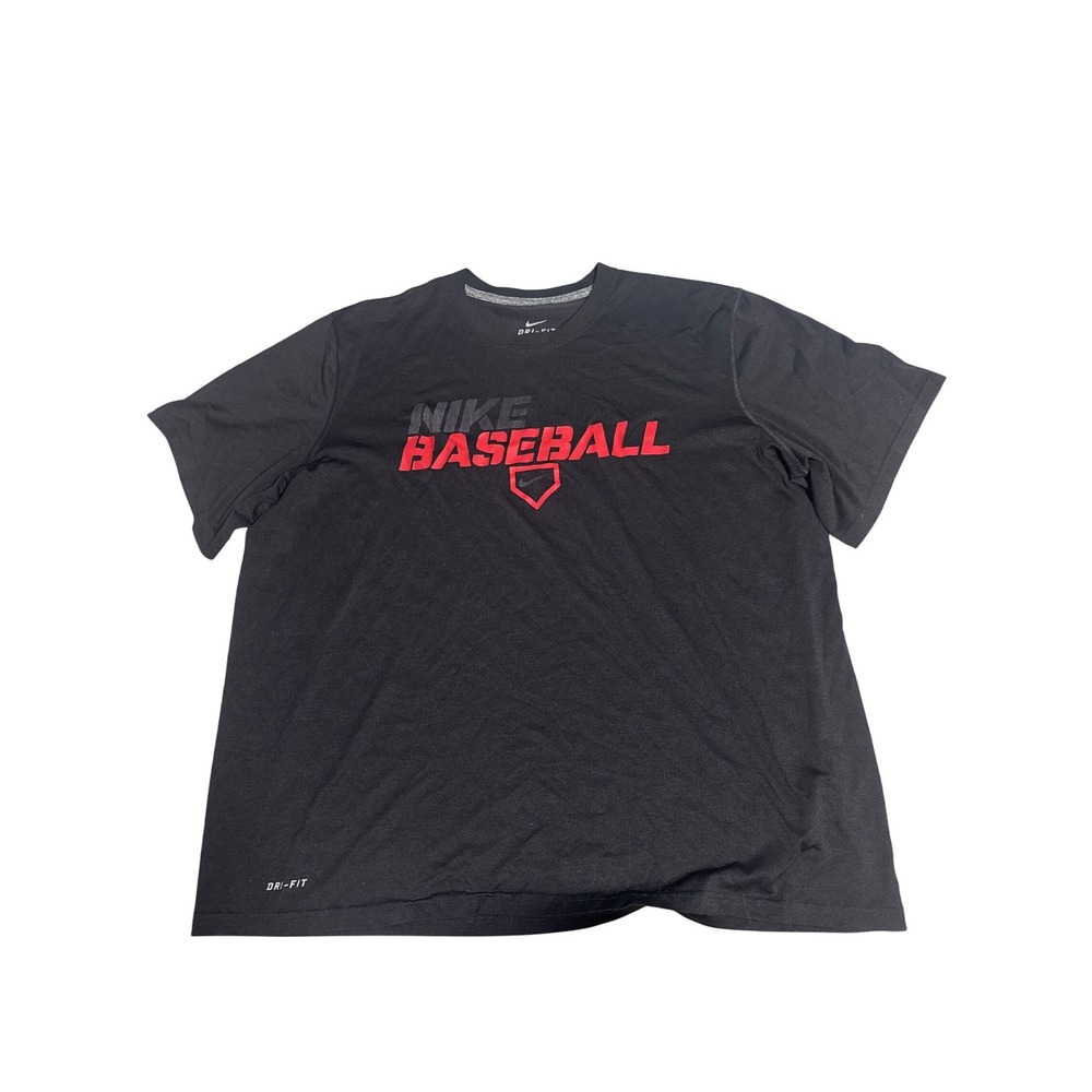 Nike Baseball Dri-Fit T-Shirt Womens XXL Black Short Sleeve Graphic Athletic Tee